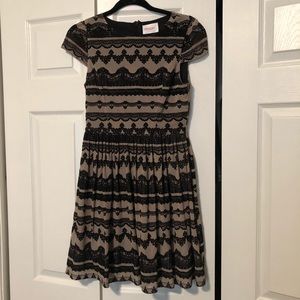 Black velvet and tan dress